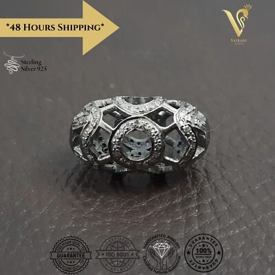 1Pcs Oval Black Beads Pave Diamond 925 Silver Beads Unique Jewelry Components - Image 1 of 4