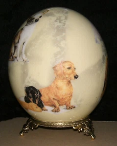 1 Deko-Straussenei Dekoupage+handbemalt- Hunde Dackel, Terrier, Pudel, Chihuahua - Bild 1 von 5