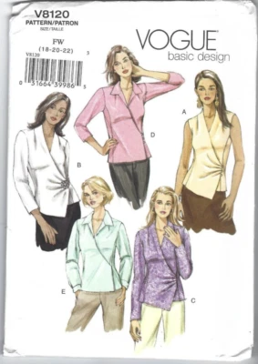 Vogue Sewing Pattern 8120, Blouse with Variations, Size 18 - 22, Uncut FF - Image 1 of 2
