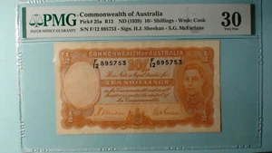 1942 TEN SHILLINGS NOTE PMG VF30 COMMONWEALTH OF AUSTRALIA  10S BILL BUY IT NOW - Picture 1 of 4