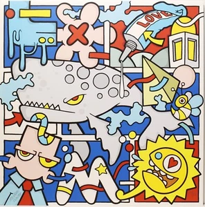 Serigraphy Serigrafia RONCARA' Aleandro " Love Glue " con autentica 40x40 - Imagen 1 de 3