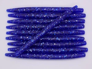12ct 5 inch Blue silver soft plastic stick bait worm Senko Style Bass Fishing - Picture 1 of 5