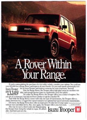 Anuncio impreso Isuzu Trooper 1989 4x4 SUV rojo todo terreno - un Range Rover más asequible Foto 1 de 3