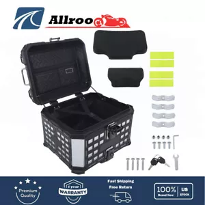 Motorcycle Top luggage White 45L Aluminum Trunk With Black Armored Clock Model - Picture 1 of 10