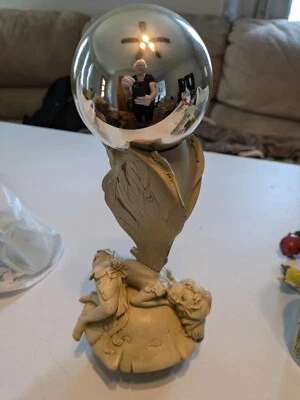 Sleeping Fairy Statue With Mirrored Gazing Ball Garden Home Collections Etc - Image 1 of 4