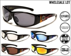 WHOLESALE LOT Men Hardcore Biker Choppers Motorcycle Riding SUN GLASSES 12 Pairs - Picture 1 of 12