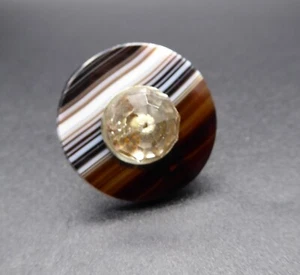 Antique Victorian Banded Agate and Citrine Target Brooch - Picture 1 of 14