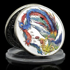 Chinese Phoenix Silver Coin Bring Auspicious Token Seal Lucky Medal Souvenir
