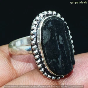 Black Titanium Gemstone Handmade Ring Jewelry US Size- 9 GR-30997 - Picture 1 of 1