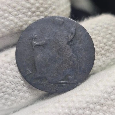 1751 Half Penny Rare Non Regal Light Weight Coin Of Colonial Times - Image 1 of 4