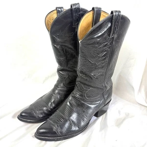 Tony Lama Vintage Cuero Negro Botas Vaqueras Rodeo Country Para Hombre 10.5 D - Imagen 1 de 11