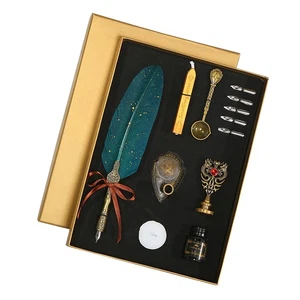 Vintage Pen And Ink Set Glittering Quill Pen Fountain Pen TYHT - Picture 1 of 8