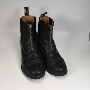 Moretta Paddock Boots Big Kids 3 Black Leather Equestrian Riding Ankle - Picture 1 of 8