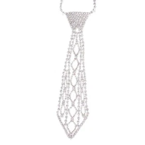 Eye-catching Jeweled Chain Tie Rhinestones Necklace for Weddings and Parties - Picture 1 of 8