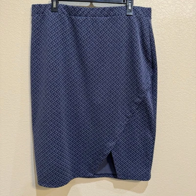 Falda Gilli para mujer XXL azul marino/blanco geométrica hasta la rodilla falda elástica Foto 1 de 4