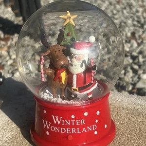 Gemmy Christmas Santa Claus Waterless Snow Globe Music Lights Reindeer WORKS! - Picture 1 of 17