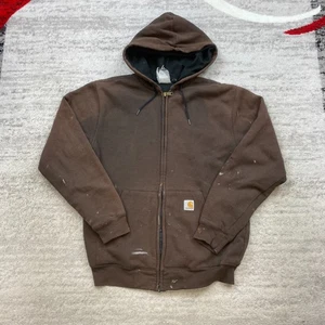 Carhartt J149 Thermo Lined Hoodie Medium Brown Outdoor Preppy Workwear Full Zip - Bild 1 von 14