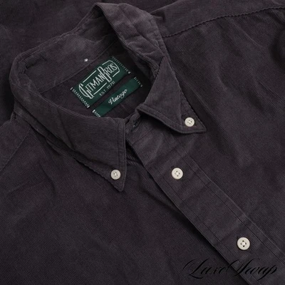 Gitman Bros. Vintage Made in USA Blued Anthracite Pinwale Corduroy Shirt L NR - Image 1 of 4