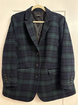 Blazer Talbots Feminino Xadrez Tartan Plus Pequena Mistura de Lã 3 Botões Tamanho 16 WP - Imagem 1 de 4