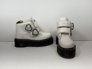 Doc Martens Devon Heart Leather Platform Boots White Women’s Size 6 NEW - Picture 1 of 5