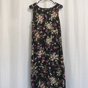 California Concepts Vintage Floral Sleeveless Dress Size 10 Rayon Boat Neck - Picture 1 of 11
