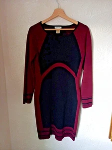 Max Studio Bordeaux & Schwarz Bodycon Pullover Kleid M Medium - Bild 1 von 7