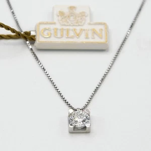 Collar G U L V I N Oro Blanco 18 kt Tipo Punto Luz con Diamante A.25 - Imagen 1 de 10