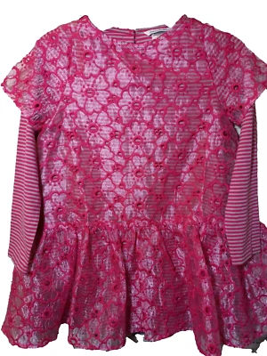 CHASING FIREFLIES  Girls Pink  Lace  Dress  Sz 10 Long Sleeve  dressy casual - Image 1 of 4