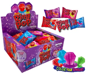 Bazooka Ring Pop 10g Retro Party Sweet Kids Cola, Raspberry, Strawberry Flavours - Picture 1 of 6