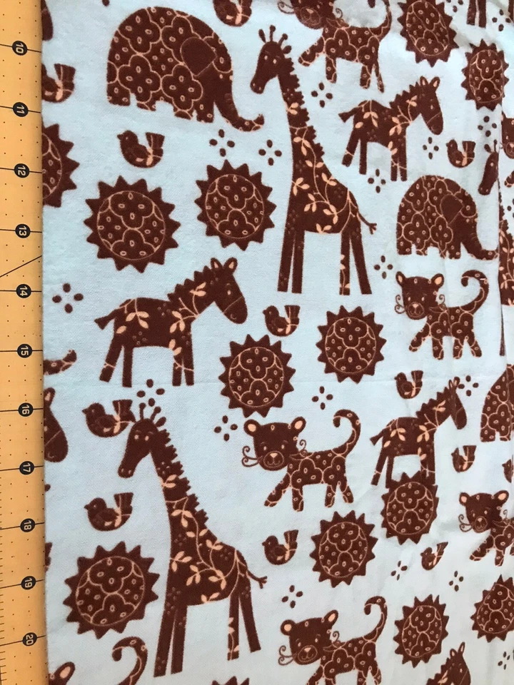 Zoo Animals on Blue 28” X 42” Flannel Fabric #1082 - Image 1 of 1