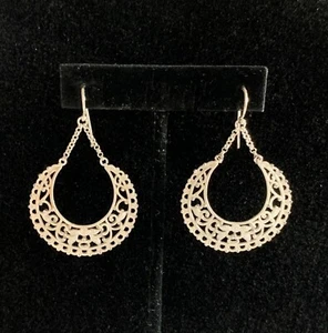Pendientes de aro de filigrana de vid de desplazamiento de plata esterlina QVC NUEVOS EN CAJA NUEVOS SIN ETIQUETAS - Imagen 1 de 7