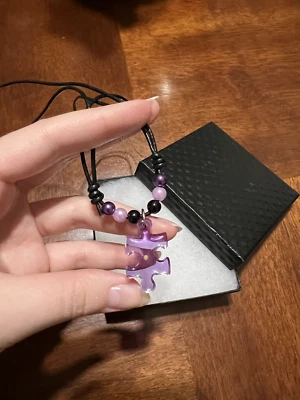 Collar colgante de joyería de resina hecha a mano semilla de mostaza conciencia Alzheimer  Foto 1 de 2