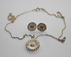 Danish Scrouples SC 925 silver Daisy Necklace Pendant & Earrings
