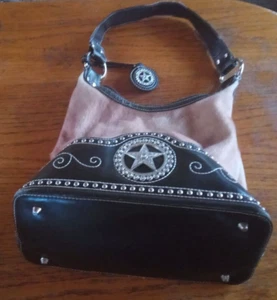 Blazin Roxx Purse Western Faux Cowhide Fur Studded Cowboy Star Bag GUC - Picture 1 of 9