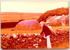 Vintage Found Photo - Pretty Blonde Stands Over Stone Wall In Fields Of Ireland