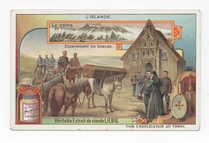 Chromo LIEBIG . L'Islande Le cratère de l'Hécla . Enterrement en ISLANDE - Foto 1 di 2