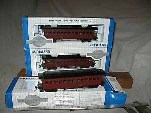 A6909 HO 3 BACHMANN 13402 UNLETTERED OLD TIME WOOD PASSENGER CARS