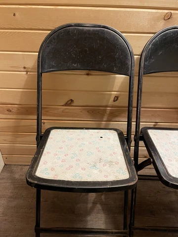 Set Of 4 Vintage/Retro Hampden Black Metal Folding Kids/ Children’s Chair Cover