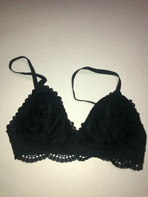 H&M Black Bralette Size 8 Lace Covered Cups Lightly Padded - Image 1 of 2