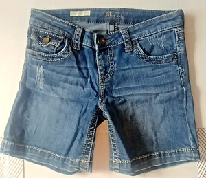 KUT from the Kloth Denim Shorts Blue Mid Rise Natalie Bermuda Size 0 - Picture 1 of 10