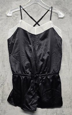 Mameluco Cosmopolitan Mujer Pequeño Negro Blanco Esmoquin Satinado Informal Dormir Fiesta Foto 1 de 4