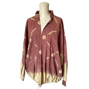 Ann Maurice Jacket OS Batik Mauve Clay Art to Wear Cotton Open Front Jacket Top - Picture 1 of 6