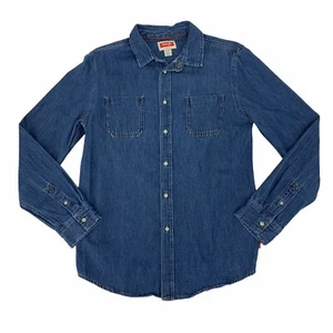 Wrangler Jean Shirt Youth Boys Size XXL Blue Long Sleeve 100% Cotton Western - Picture 1 of 7
