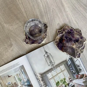 Amethyst Agate Coasters gift for her , him , new home decor crystal - Picture 1 of 11