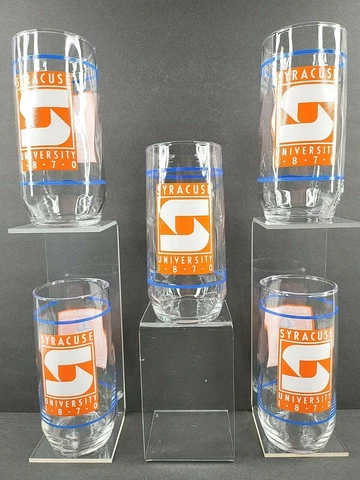 5 Syracuse University Orangemen Beast Of The East Vintage Glasses Tumblers Set Cover