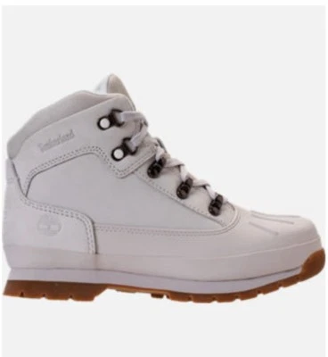 Niñas Timberland Euro Senderista Botas Puntera Concha Niños Escuela Primaria Carillón de Viento Blanco Foto 1 de 4