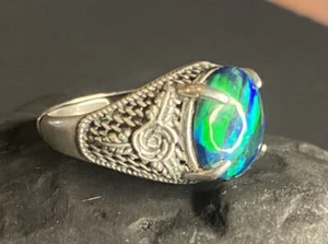 Anillo de plata esterlina rosa espinosa ópalo verde macizo Australia hecho a mano - Imagen 1 de 6