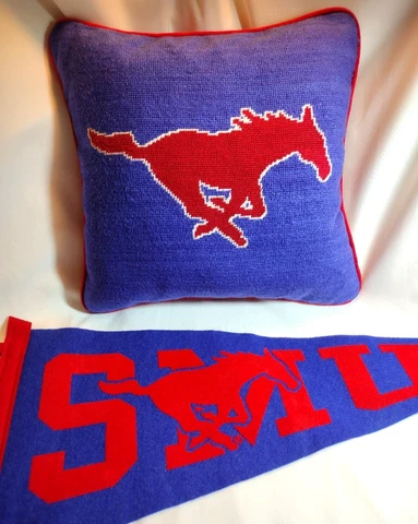 SMU Southern Methodist University Needlepoint Pillow Smathers & Branson Pennant Cover
