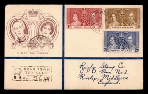 DR WHO 1937 VIRGIN ISLANDS FDC KGVI CORONATION CACHET COMBO REGISTERED w17194 - Picture 1 of 2