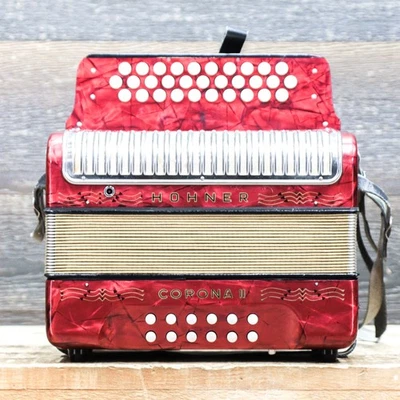 Hohner Corona II 3-Row 12-Bass 31-Treble Button A-D-G Diatonic Accordion w/Case - Image 1 of 4